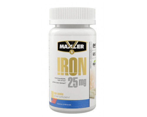 MAXLER Минералы-железо Iron 25 mg 90 вег.капс.