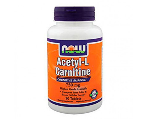 NOW Жиросжигатель Acetyl-L-Carnitine 750mg 90таб.