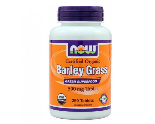 NOW Порошок побегов ячменя - общее оздоровление Barley Grass 500mg 250таб.