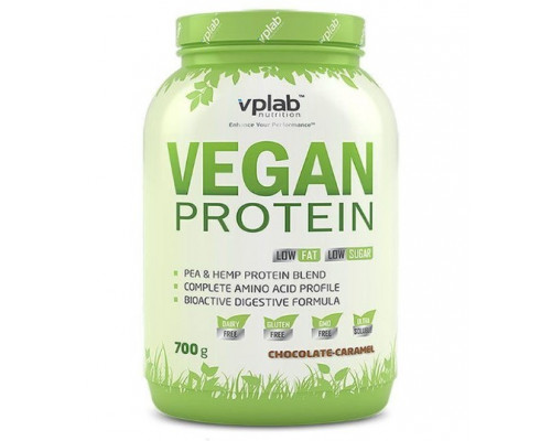 Протеин растительный изолят веганский 'VEGAN PROTEIN' 700 грамм ШОКОЛАД-КАРАМЕЛЬ