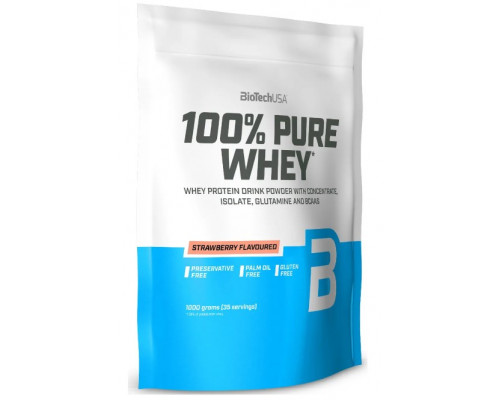BIO TECH Протеин сывороточный 100% Pure Whey 1000гр КЛУБНИКА
