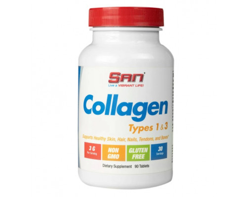 SAN Для суставов, связок, кожи Collagen Types 1&3 NEW 90таб.