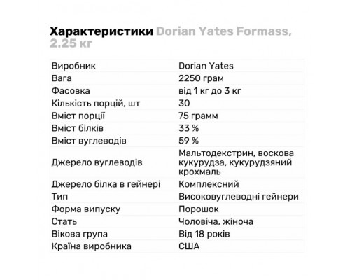 DORIAN YATES Гейнер Formass 2,25кг. ШОКОЛАД
