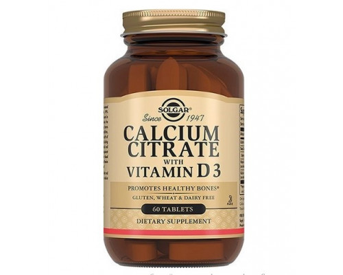 Витамины + минералы SOLGAR Calcium Citrate with Vitamin D3 60 таб.