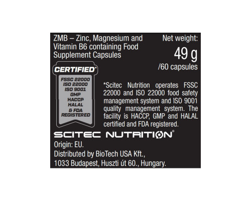 Витамин SCITEC В6+Цинк+ магний ZMB6 60 капсул