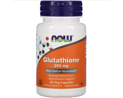 NOW Антиоксидант,против свободных радикалов Glutathione 250mg Глутатион 60 веган.капс.