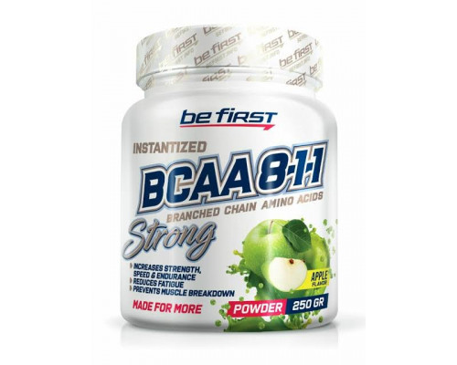 BE FIRST Незаменимые аминокислоты BCAA 8:1:1 Strong 250 г вкус ЯБЛОКО 