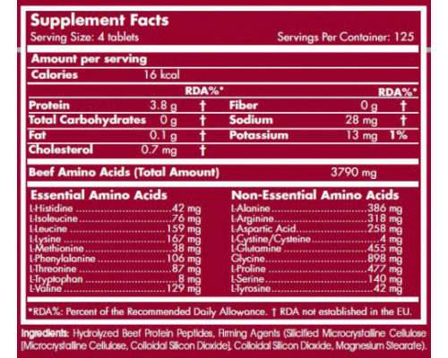 SCITEC NUTRITION Аминокислотный комплекс Beef Aminos, 500 таб. 