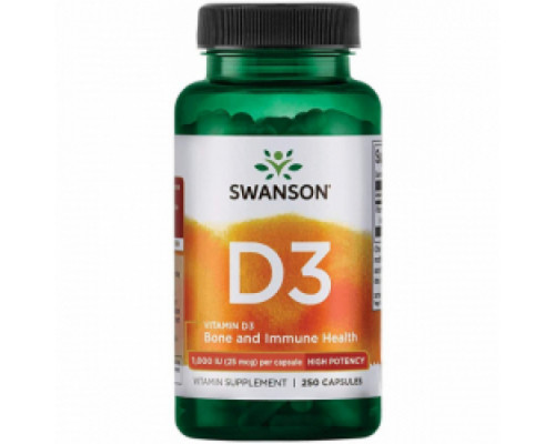 SWANSON D3 Витамин D3 1000 IU 250капс. 