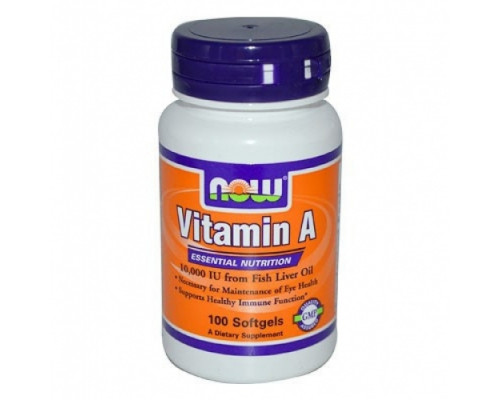 NOW Витамин А Vitamin A 10000IU 100 гель капс.