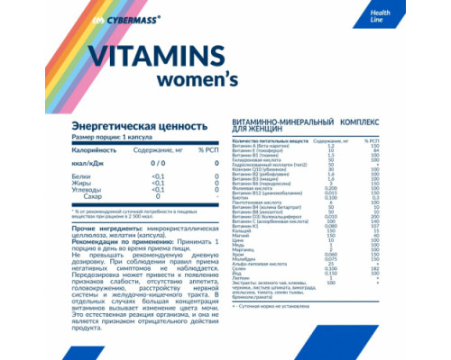 CYBERMASS Витамины и минералы для женщин Vitamins women's 90капс.